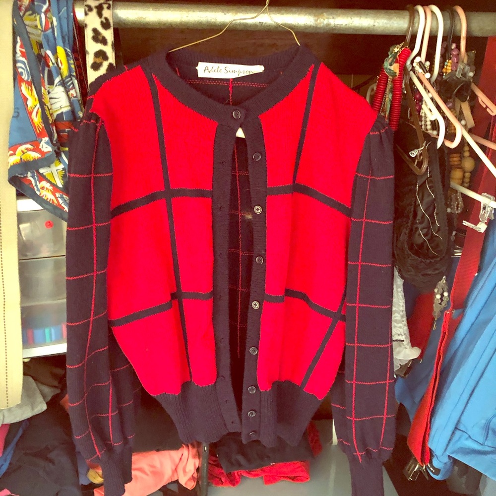 Vintage Adele Simpson Button-Up Sweater Jacket - image 1